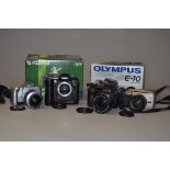 A Group of AF Cameras, including Canon EOS 300V SLR with a 28-90mm f/4-5.6 lens, Minolta Vectis S-