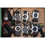 A Tray of Minolta, Nikon and Pentax SLR Camera Bodies, Nikon F65 (2 examples), Minolta Dynax 4,