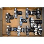 A Tray of Zenit SLR Cameras, including Zenit B, Zenit E, Zenit TTL, Zenit 11, Zenit 12XP together