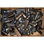 A Tray of SLR Motor Drives, Power Winders and Battery Grips, including for Canon, Chinon, Olympus,