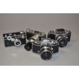 A Group of 35mm Cameras, including an Ihagee Exakta Varex VX with aC Z Jena Flektogon 35mm f/2.8, an