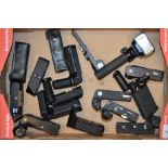 A Tray of Motor Drives and Power Winders, including Canon, Contax, Jessops for Olympus, Nikon,