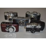 A Group of 35mm Compact Cameras, including a Taron Chic half frame camera, a Agilux Agimatic, an