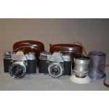 Two Kodak Retina Reflex SLR Cameras, a Retina Reflex, serial no 100185, shutter working, with a