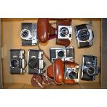 A Tray of German 35mm Cameras, including Braun Paxette, Contax (body only), Edixa, Exa, Kodak Retina