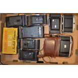 A Tray of Roll Film Folding Cameras, including Agfa Billy, Agfa Isolette, G B-Kershaw, Kodak No 2A