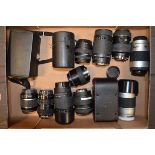 A Tray of Zoom Lenses, including Canon EF-S 18-55mm f/3.5-5.6 IS, Pentax-A 28-80mm f/3.5-4.5,