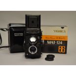 A Yashica Mat-124G TLR Camera, serial no 3015061, shutter working except for 1s (too fast), meter