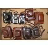 A Tray of German 35mm Viewfinder Cameras, including Adox, Agfa, Ilford, Voigtländer, Werra Zeiss