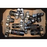 A Tray of Pentax SLR Cameras and Bodies, including ME Super (4 examples plus 1 body), Spotmatic F,