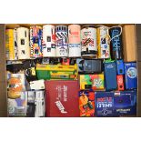 A Box of Novelty and Advertising Cameras, including; Barclaycard, Carling, Crayola, Crown, Kit