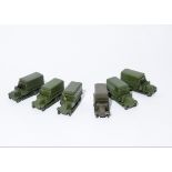 Dinky Toys 151b 6-wheel Covered Wagon, six examples, five in military green, one in olive drab,