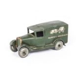 A Pre-War Dinky Toys 28k 'Marsh's Sausages' Delivery Van, dark green body, 'Marsh's Sausages' and