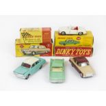 Dinky Toy Cars, 196 Holden Special Sedan, turquoise body, white roof, red interior, 165 Humber Hawk,