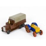 Pre-War Dinky Toys 22e Farm Tractor, yellow body, blue chassis, red wheels, 'Dinky Toys' cast-in, F,