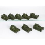 Dinky Toys 151a Medium Tank, eight examples, all military green with added white markings, F-VG,