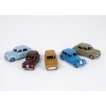 1950s Dinky Toy Cars, 161 Austin Somerset, pale blue body, blue hubs, 40g Morris Oxford, stone body,