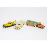 Pre-War Tootsietoy 0802 Mack Oil Trailer, orange first type tractor, black chassis, green