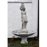 A stone garden fountain by Henri Studio Palatine, 'Rebecca at the Well', octofoil basin and base,