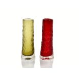 Geoffrey Baxter for Whitefriars, two later Textured glass range 'Tapered' cylinder vases pattern