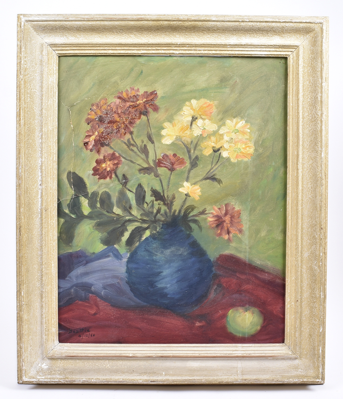 20th Century British School oil on board, 'Still Life with Vase of Flowers' signed and dated ' - Image 2 of 2