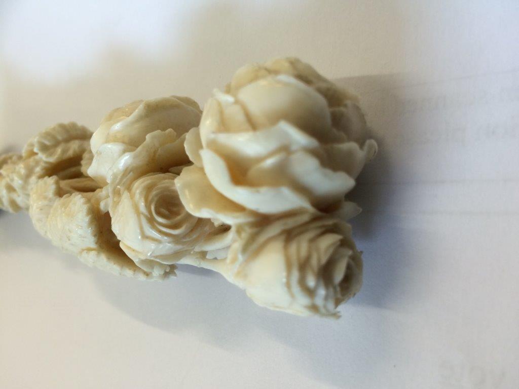 A 19th Century French carved ivory and silver desk seal, the handle carved as a bouquet of roses, - Image 7 of 7