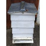 A WBC beehive, outer case only, including floor, four lifts, galvanised roof, no brood box or super