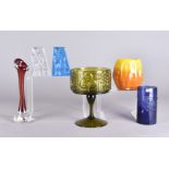 A group of Scandinavian glass items, to include Nuutajarvi 'Flora' comport in Sage and a similar