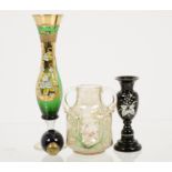 A selection of early 20th Century European glass, including a 1930s Bohemian vase, together with a