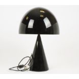 An iGuzzini 'Baobab' table lamp, two lights, black domed shade over tapering base, label to interior