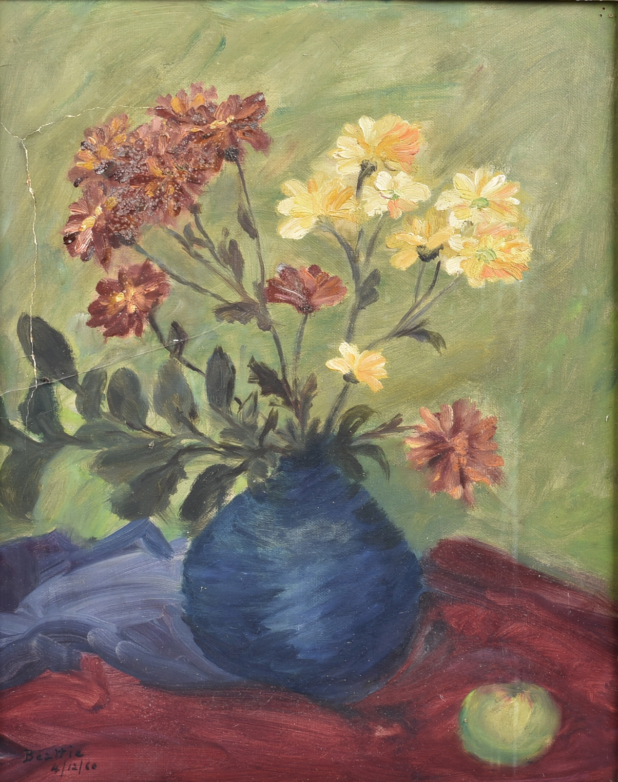 20th Century British School oil on board, 'Still Life with Vase of Flowers' signed and dated '