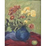 20th Century British School oil on board, 'Still Life with Vase of Flowers' signed and dated '