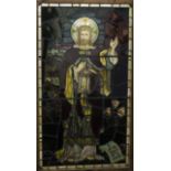 A Victorian stained glass and leaded window panel by Jones and Willis of 'Christ as Light of the