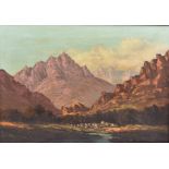 Johan Greeff (20th Century) oil on canvas, 'Mountainous Landscape at Dawn', signed 'Johan Greeff' (