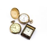 Two early 20th century gold plated pocket watches, one an open faced Elgin, the other a full