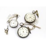 Three Victorian silver open faced pocket watches, one large example marked George F. Willis