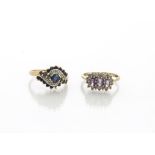 Two modern 9ct gold and gem set rings, 6.1g (2)