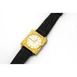 A retro Girard - Perregaux gilt gentleman's evening dress wristwatch, 31mm square textured case with