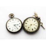 Two silver open faced pocket watches, one a continental late 19th century example, the other with