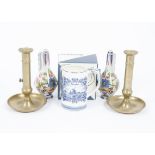 A miscellaneous collection of glass ceramics and metalware, including a pair of Wedgwood vases