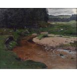 Hermann Osthoff (1879-1918) oil on board, 'River Landscape with Forest', monogrammed 'H.O.' (lower