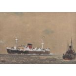 Fred Jay Girling (1900-1982) watercolour and gouache on paper, 'Marine Scene with MV Lairds Loch',