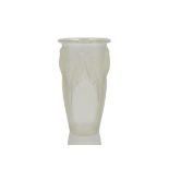 A René Lalique opalescent and frosted glass 'Ceylan' pattern vase, of tapering cylindrical form,