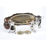 A Victorian silver plated pen tray by Wilson & Gill, together with a large collection of 20th