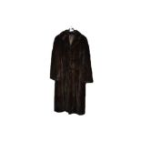 A 20th Century dark brown mink three-quarter length coat, with a brown silk lining, length 120 cm