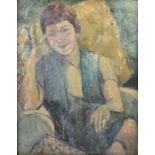 Mid 20th Century British School oil on board, 'Portrait of a Lady in an Armchair', signed and