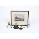 A miscellaneous lot, including a Mulberry leather heart shaped key ring, a 1930s Carlton Ware napkin