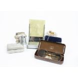 A selection of lighters, including Colibri lighter with Webb Corbett crystal, a Ronson Crown table