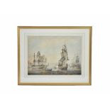 Manner of John Cleveley the Younger (1747-1786) watercolour and pencil on paper 'Harbour Scene