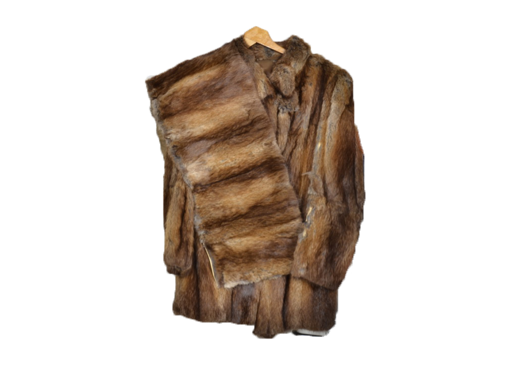 Two 20th Century fur coats, a rabbit fur three-quarter length coat, 85 cm, with a matching stole and - Image 4 of 6